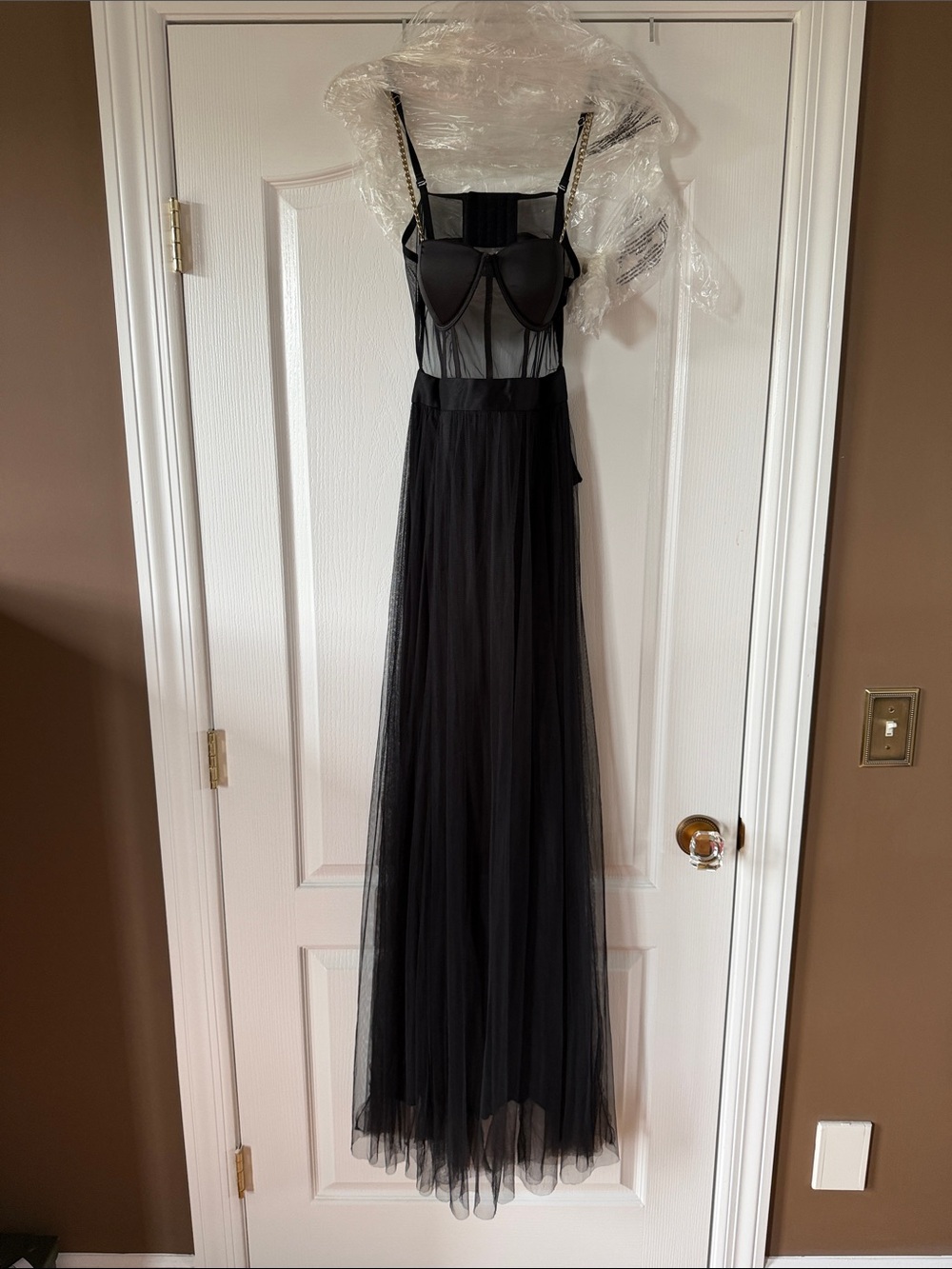 Windsor Black Sheer Corset Maxi Dress